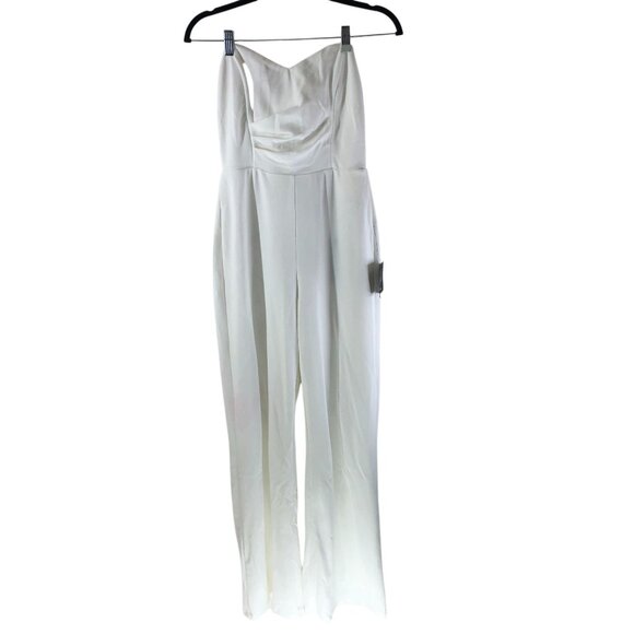 Lulus Pants - Lulus Fashionista Nights Ivory Strapless Bustier Wide-Leg Jumpsuit S
